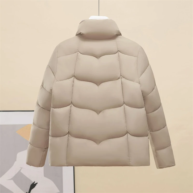

Fashion Women's Cotton Padded Jacket New Street Stand Collar Bread Coat Autumn Winter Short Jackets Long Sleeve Female Outwear
