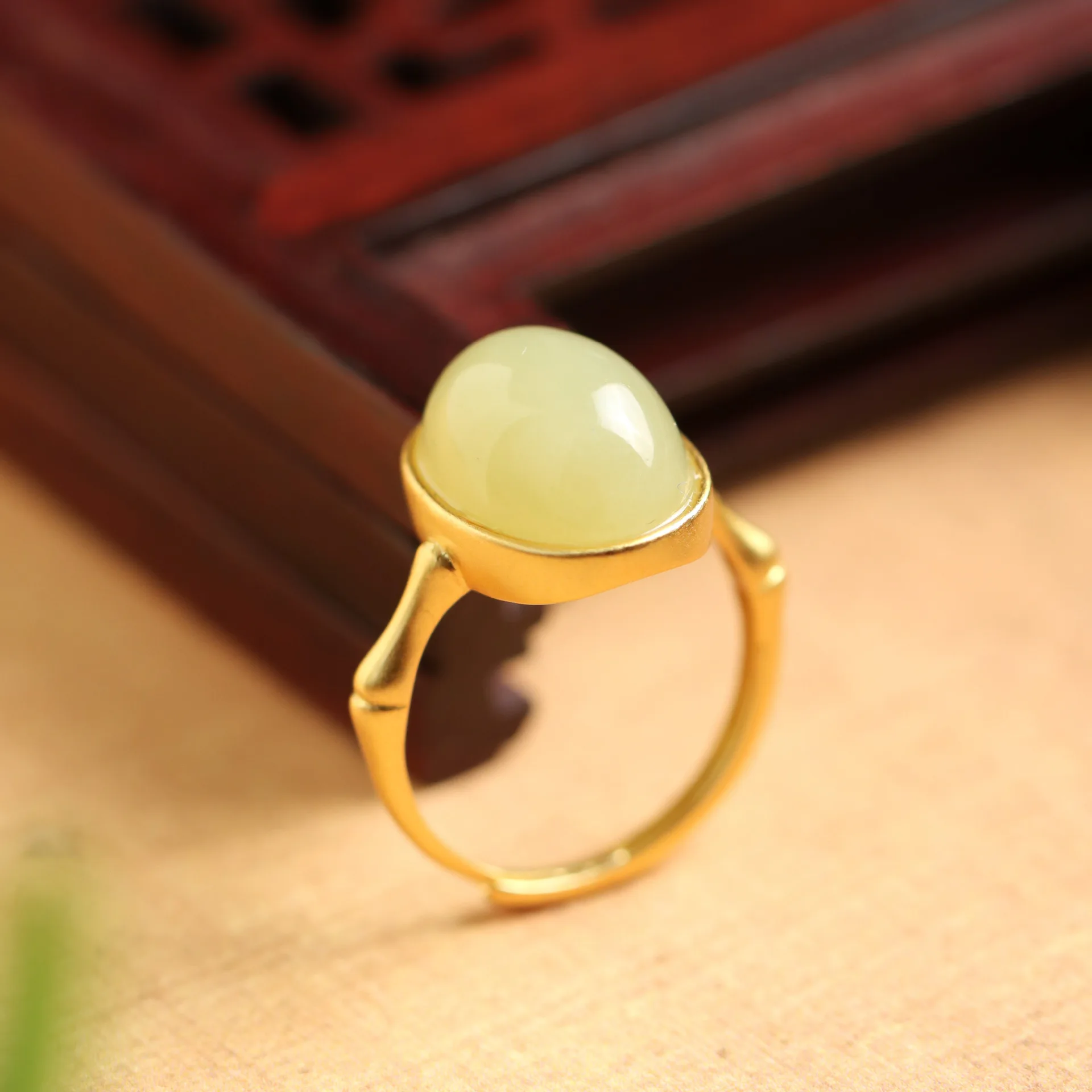 anello-in-argento-sterling-s925-placcato-oro-l-giada-hetian-bocca-gialla-superficie-dell'uovo-anello-con-nodo-di-bambu-anello-da-donna-aperto-semplice-ed-eleganza