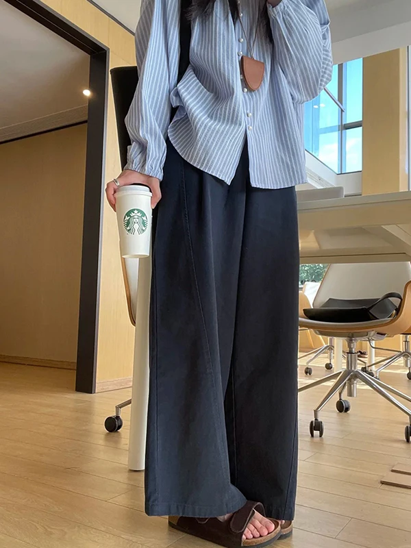 

plus Size Casual Pants High Waist Wide Leg Straight Cut Comfortable Breathable Women's Autumn Winter Faion plus Size Clothes