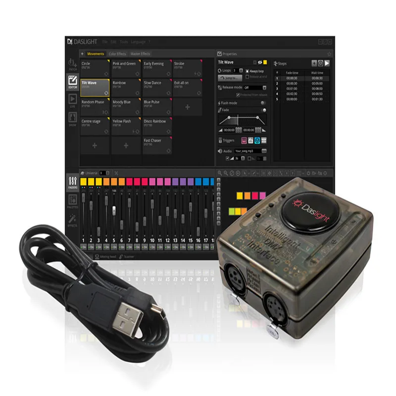 Daslight-Software de Control de iluminación de escenario DVC4 GZM, 1536 canales, DMX512, DJ, Disco, luces led, controlador Dmx, interfaz DMX