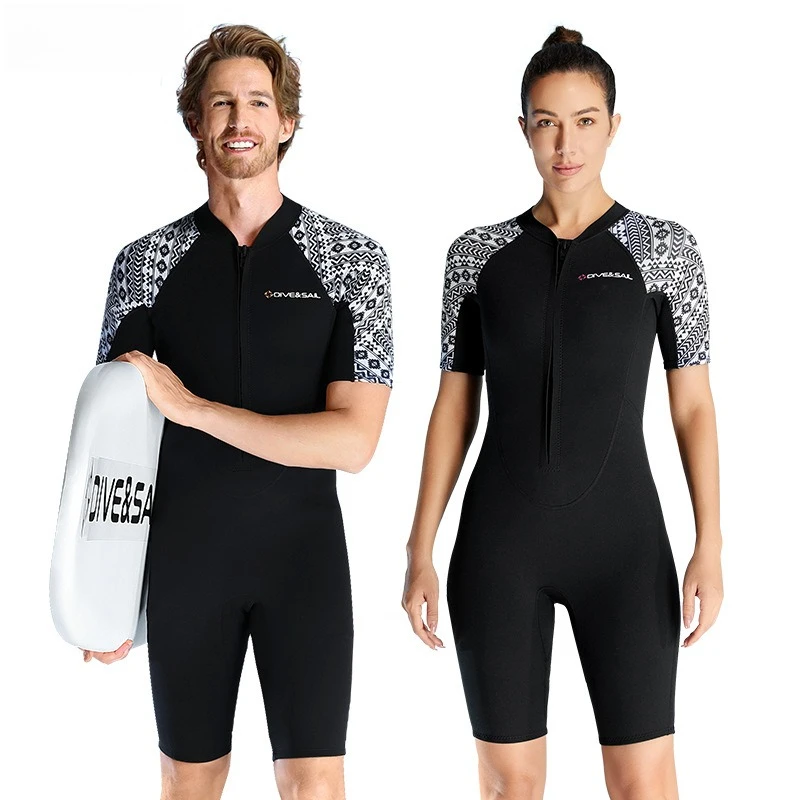 

Warm wetsuit men's short-sleeved one-piece 3MM cold-proof wetsuit large size snorkeling swimming surf suit