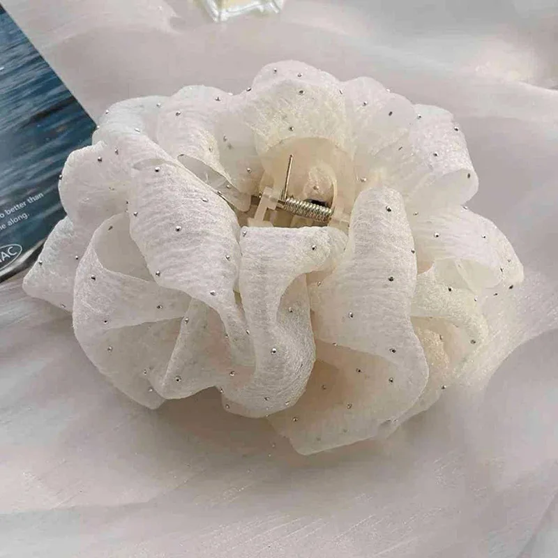 

Sweet Mesh Tulle Big Bow Hair Claw Clips for Women Girls White Black Bowknot Hair Clamp Ponytail Hairpin Headdress Accessories