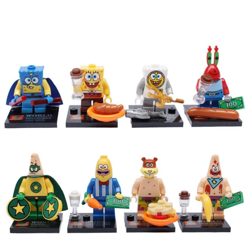 SpongeBob Patrick Star Blocks Cartoon Anime Assembled Model  Small Building Blocks Children Cute Boys Girls  Educational Gifts
