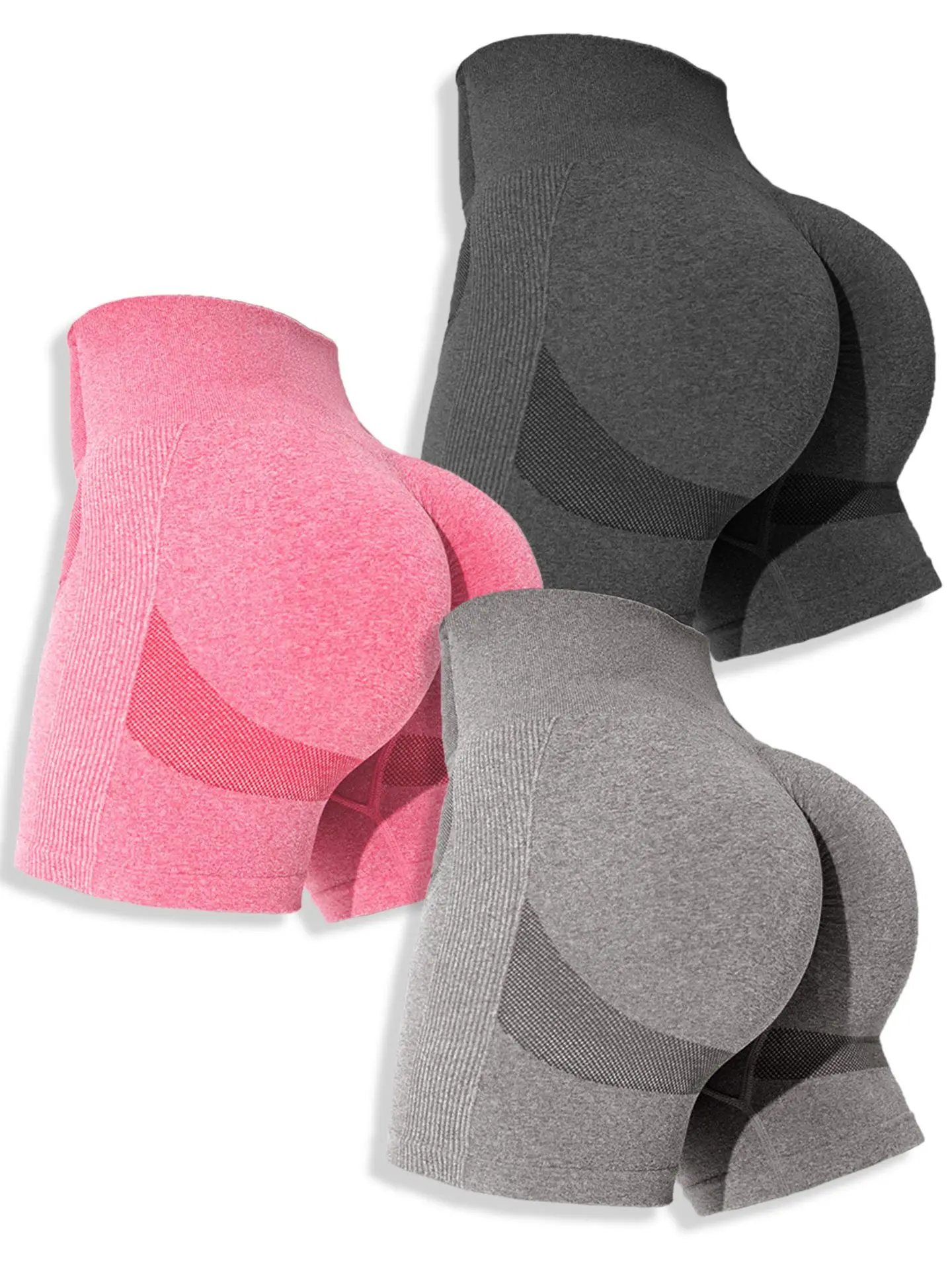 Casual Sport Women Seamless Butt Lifting Yoga Shorts High Waist Workout Fitness Tights Tummy Control Gym Running Stretched Pants