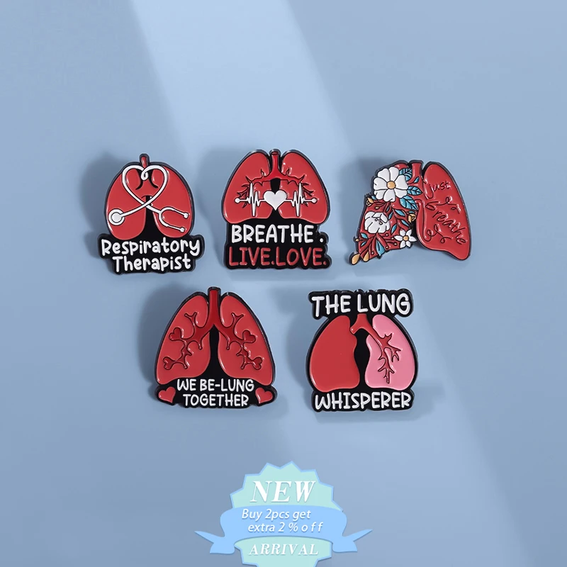 Respiratory Therapist Enamel Pin We Be-Lung Organ Together Breathe Live Love Brooch Lapel Backpack Badge Jewelry Accessories