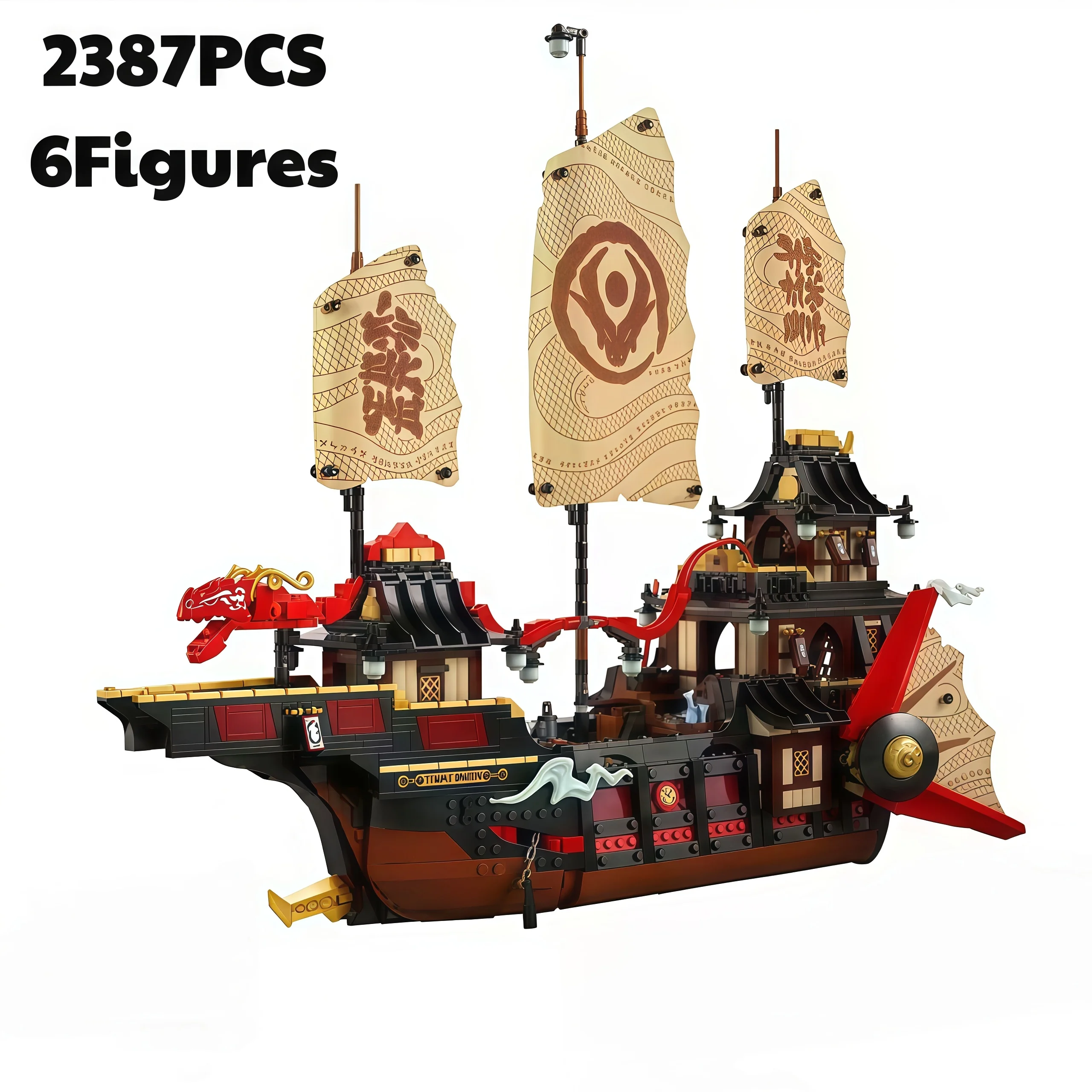 Novo 2026 Blocos de Montar Clássicos de Navio à Vela com Tema de Templo |   Brinquedo de Montagem com Blocos Interligados |   Presente de Natal Perfeito