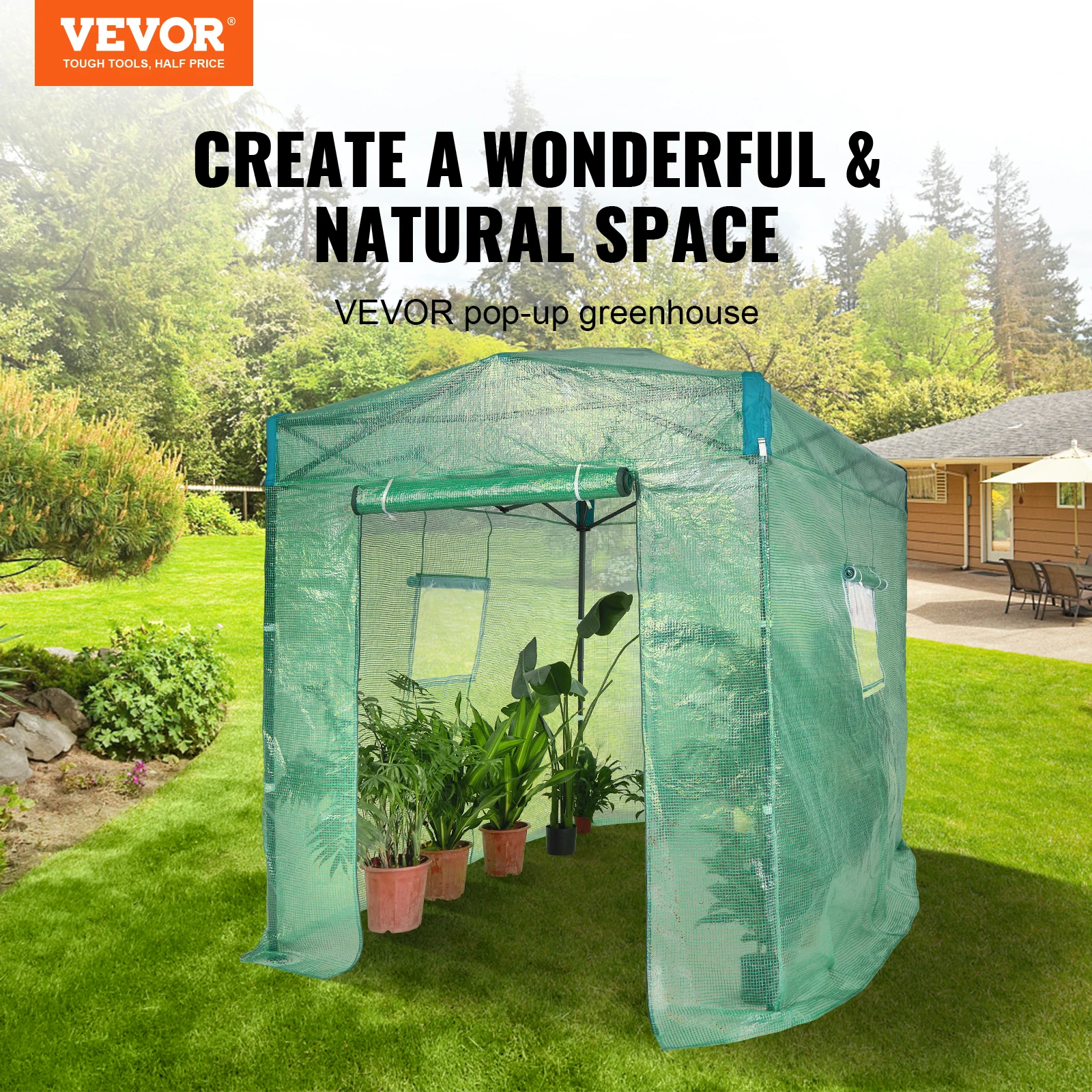 VEVOR Pop Up Greenhouse Outdoor Simplicity Pop-up Green House High Strength PE Cover for Garden Backyard Planting and Storage