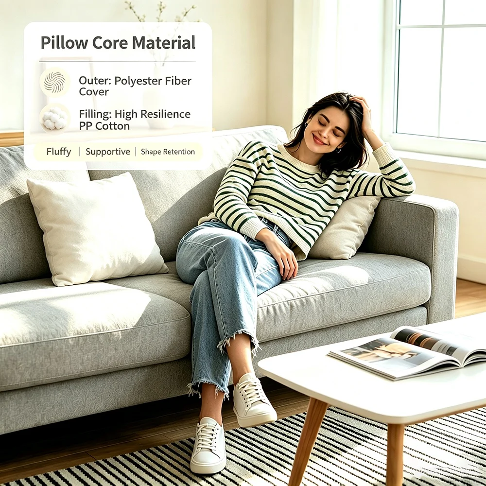 Durable Shape-Preserving Cotton Core Pillow with Skin-Friendly Fiber Fabric 45X45Cm, Soft Support Pillow Core for Sofa Headboard