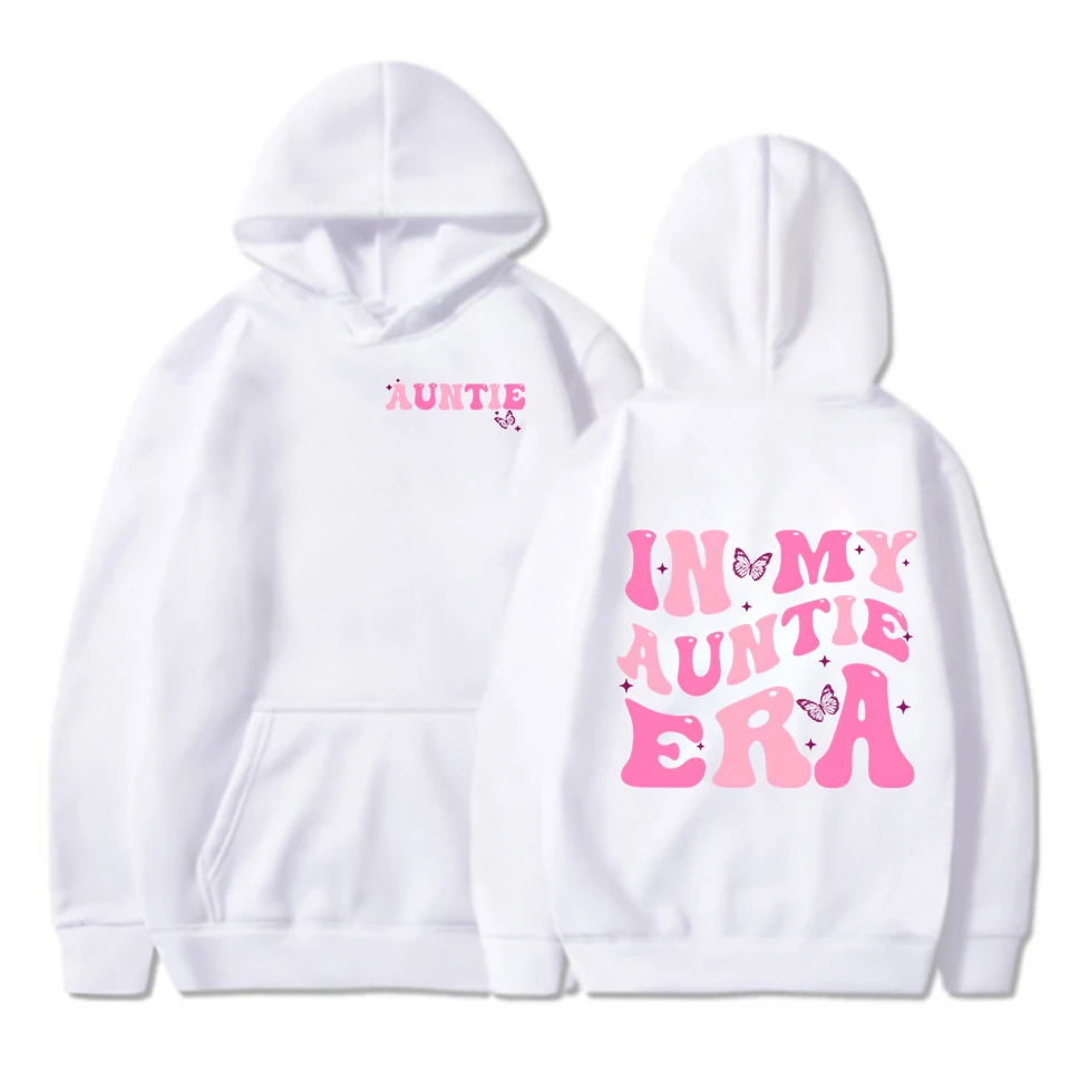 

In My Auntie Era Graphic Sweatshirt Hoodie Women Funny Aunt Print Fashion Casual Hoodies Vintage Retro Aunt Era Women's Hoodie