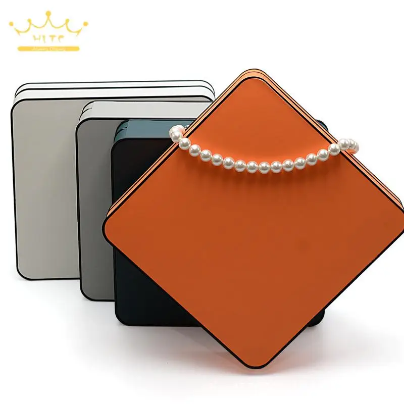 

Квадратная кожаная шкатулка для украшений, подарочная коробка для одного ожерелья, для жемчужных ожерелий, упаковка для подарка на День матери, 19*19 см