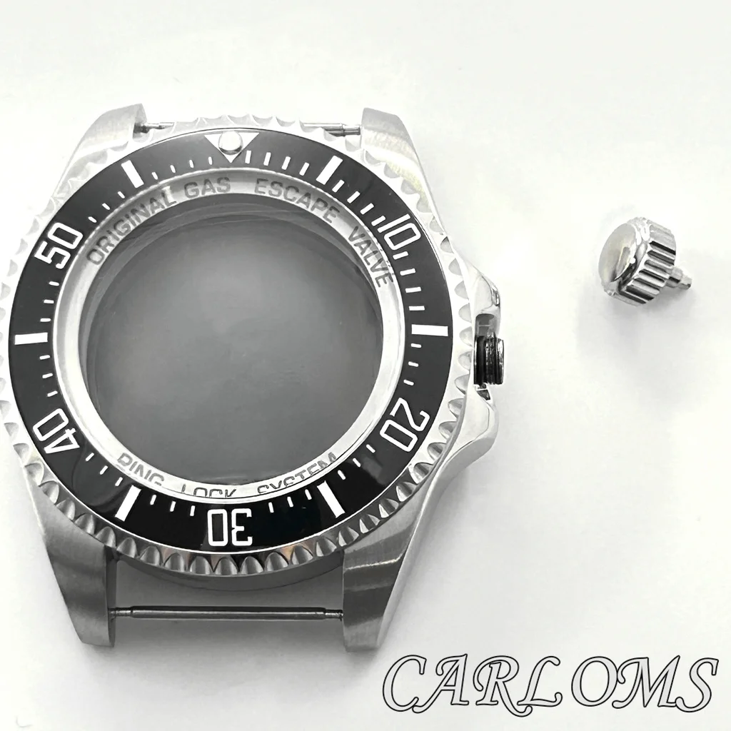 TOP 44mm NH34 NH35 NH36 NH38 NH39 NH70 NH72 Movement Silver Stainless Steel Watch Case Ceramic Bezel Sapphire Glass