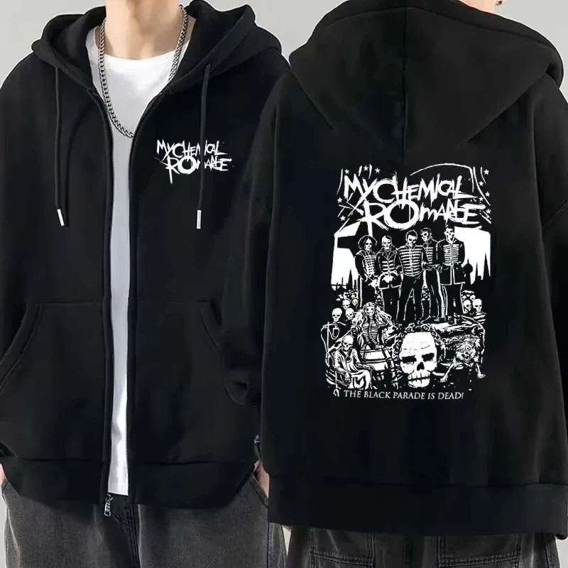 Women Fashion Hoodie Jacket Coat My Chemical Romance Band (MCR) Dead Zip Hoodie Top Loose Black Parade Punk Gothic Rock Zip view 2