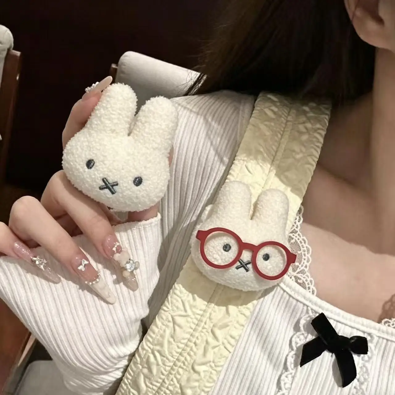 Miffy School Bag Shoulder Strap Decoration Plush Cute Doll Student Party Versatile Canvas Accessories Transformation Artifact