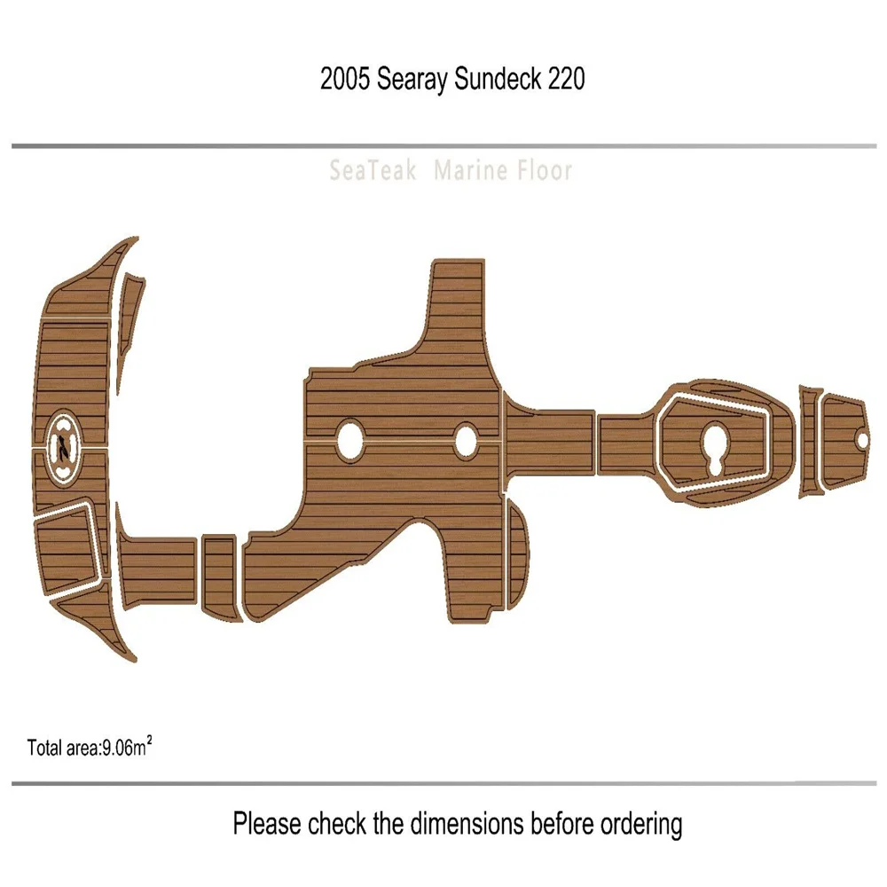 

2005 Sea Ray sundeck 220 Cockpit swimming platform Pads 1/4" 6mm EVA Teak SeaDek MarineMat Gatorstep Style Self Adhesive