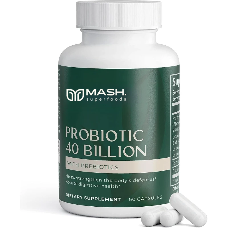 Probiotics 40 Billion Colony Units - Containing Prebiotics and Lactobacillus Acidophilus, Delayed Release of Probiotics