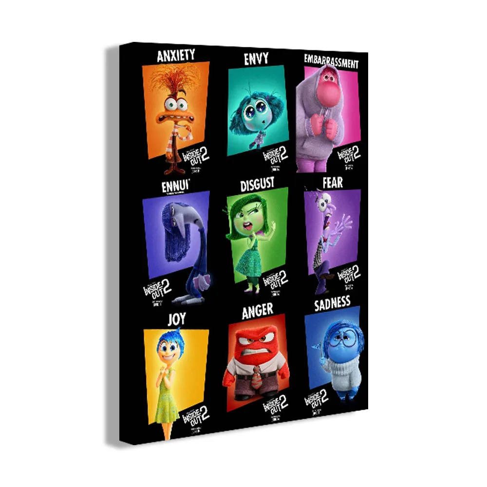 Plakat Disney Movie Inside Out 2 brezentowa drukowany obraz ścienna Anime malarstwo dekoracyjne dekoracja domu prezent urodzinowy na Boże Narodzenie