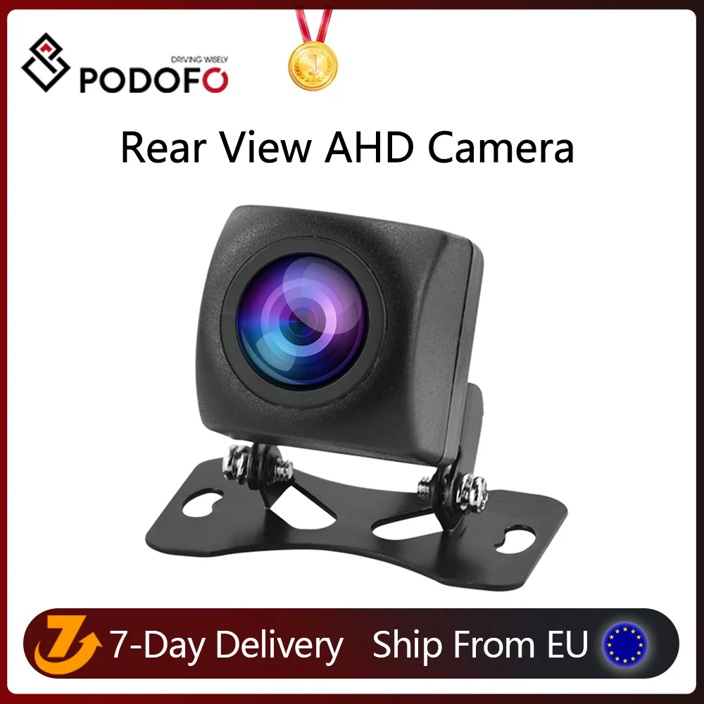 Podofo Car Rearview Camera AHD Waterproof 118°Wide Angle Night Vision HD Reverse Backup Parking Camera for Car Radio Monitor