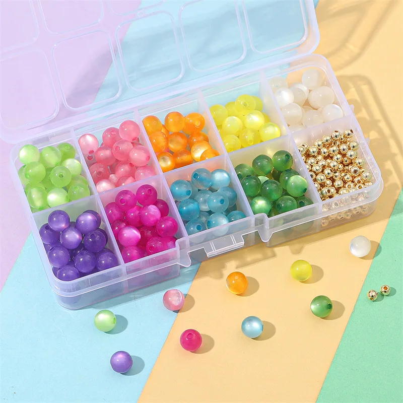 Resin imitation eye round bead loose bead set box handmade beaded mobile phone chain chain accessories