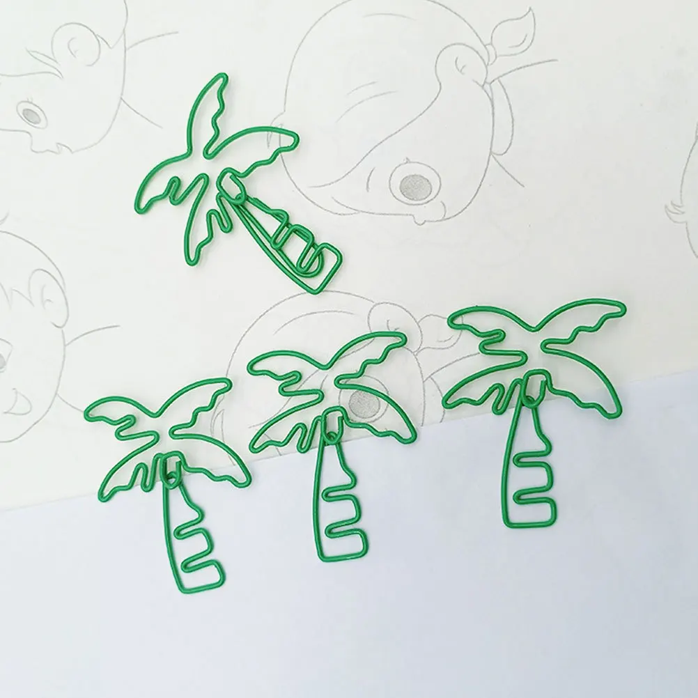 20 pçs clipes de papel palmeira bonito forma de árvore marcadores de metal para material escolar de escritório clipes planejador bonito clipe de papel