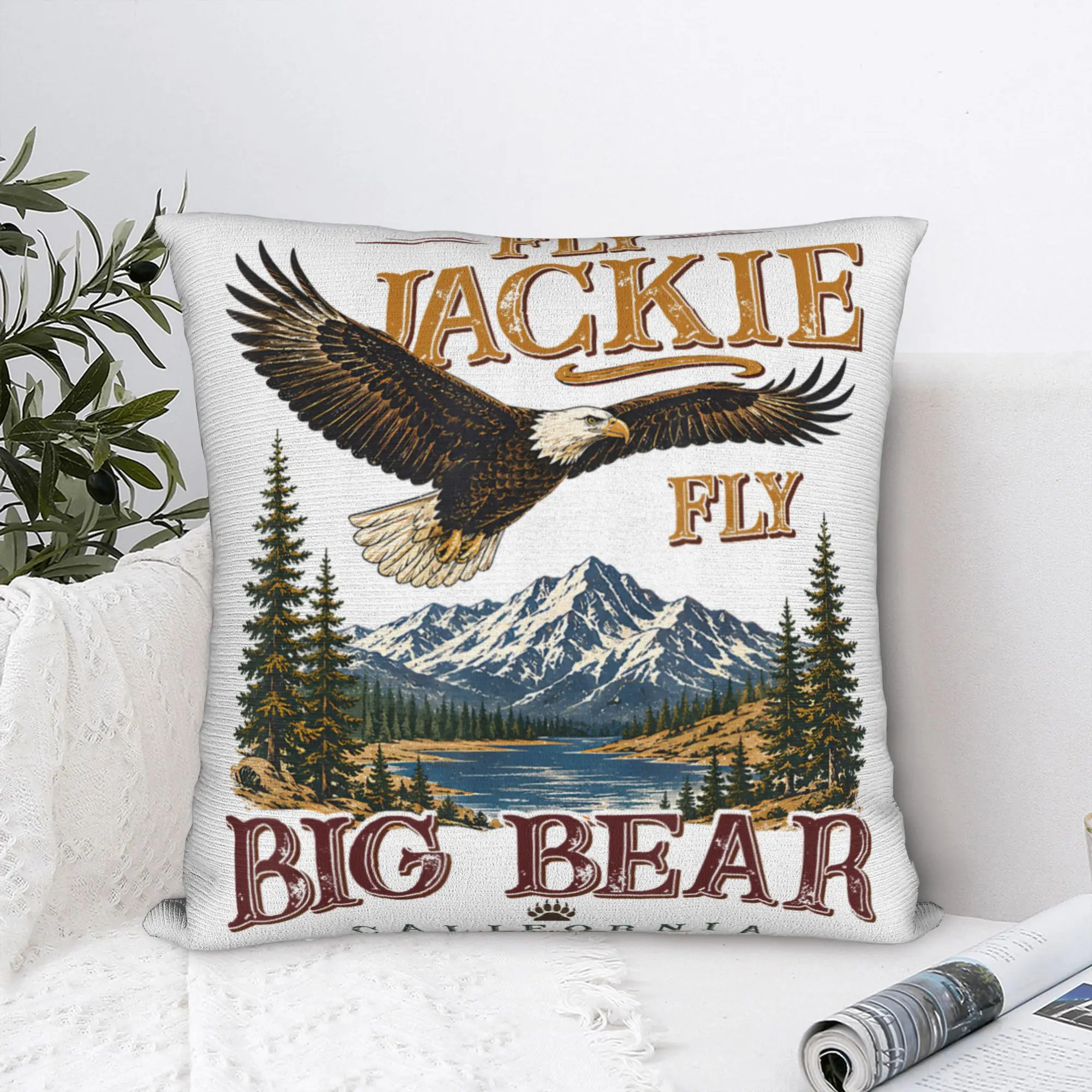 Soft Jackie The Big-Bear Eagle Pillowcase Polyester Cushion Cover Supports California Wildlife Throw Pillow Case Cover Home