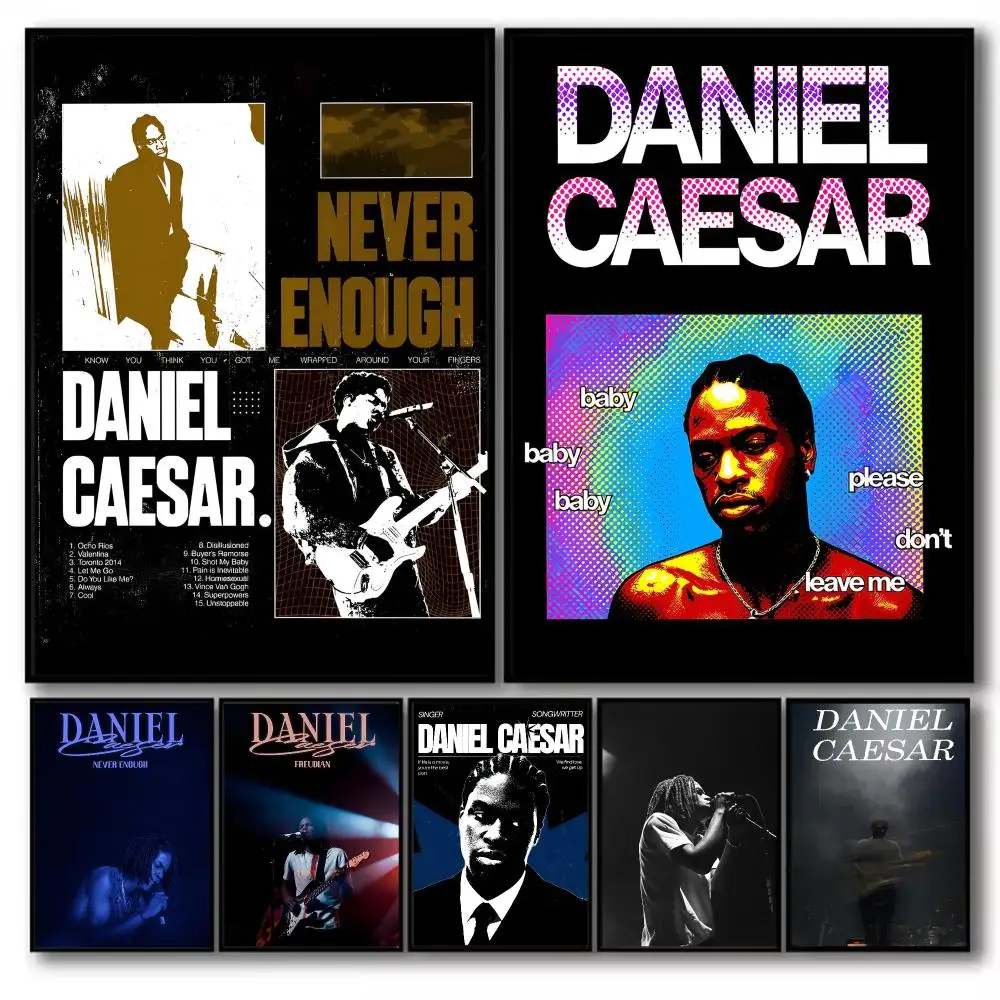 D-Daniel Caesar Poster Stickers Self-Adhesive Painting Mural Decor Wall Decals for Bedroom Living Room Home HD Gift