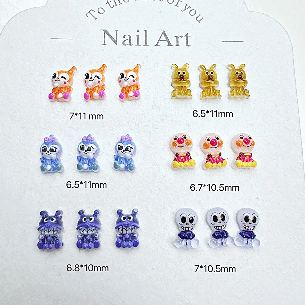  100pcs Cartoon for Anpanman Nail Accessories Cute Resin Wearing Armor Accessories Cream Gel DIY Accessories ﻿