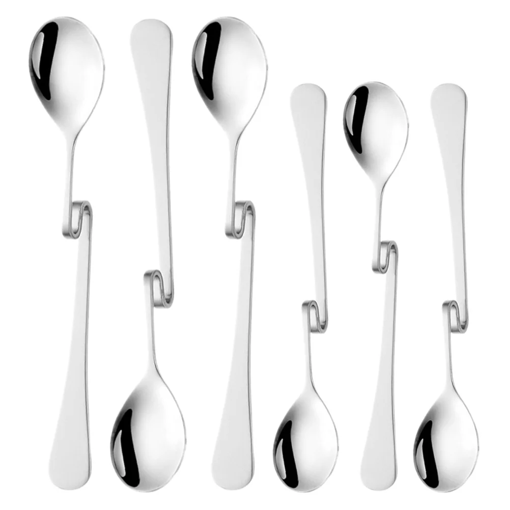 

6Pcs Stainless Steel S Shape Bent Handle Coffee Spoons Hanging Stirring Teaspoons for Tea Coffee Dessert Honey