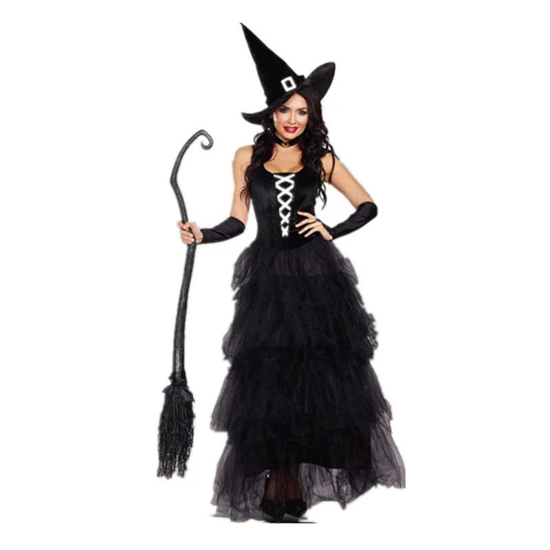 Halloween cosplay, witch dress, nightclub makeup, ball costumes