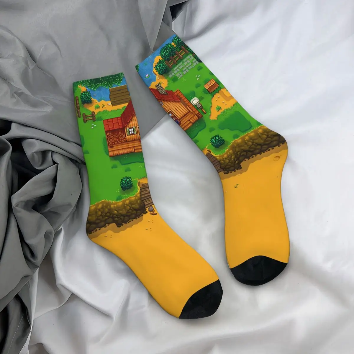 Kaus kaki pria permainan Lucu senang kaus kaki antik Harajuku Stardew Valley Hip Hop kaus kaki gila kru kasual baru cetak Hadiah