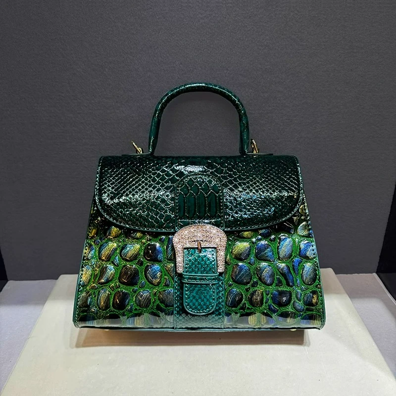 

Luxury Designer Brand New High Quality Cowhide Shoulder Crossbody Bag Women's Alligator Print Handbag Hot Sale Free Shipping