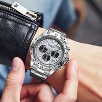 Meteorite Di Series Business Men's Mechanical Watch, Three-Eye Six-Hand Multi-Function Fully Automatic Mechanical Watch, Men's Watch with Skeleton Design, Fashionable Business Casual Watch, High-End Gift