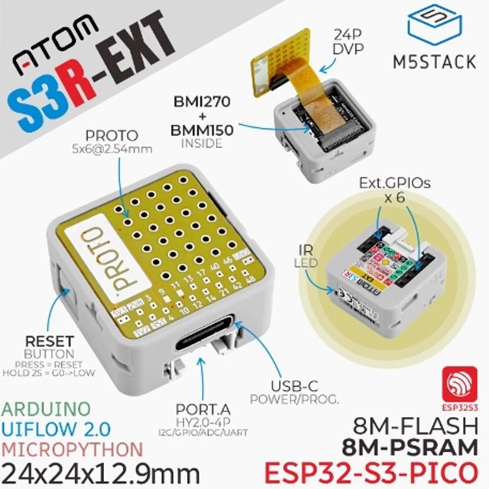 M5Stack AtomS3R Ext Programmable controller with universal expansion board ESP32-S3