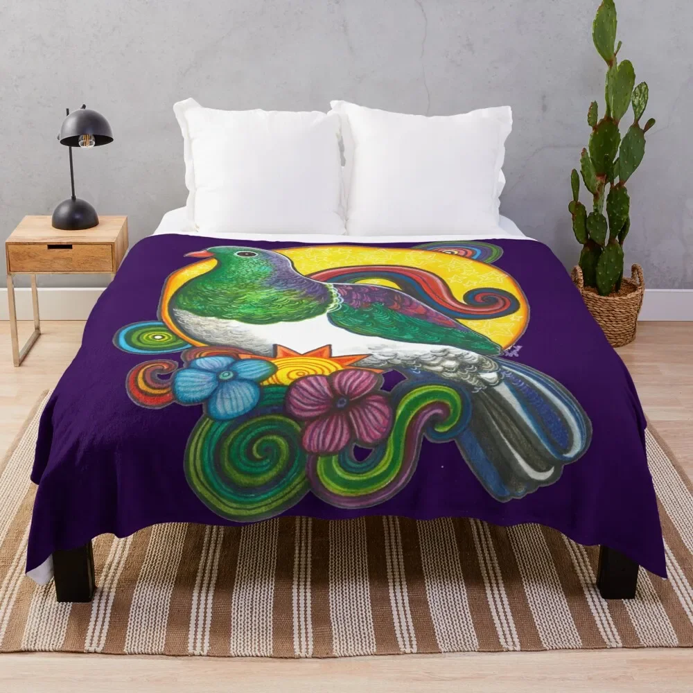 

Kaleidoscopic Kereru Throw Blanket Summer Cool Breathable Blanket for Sleeping