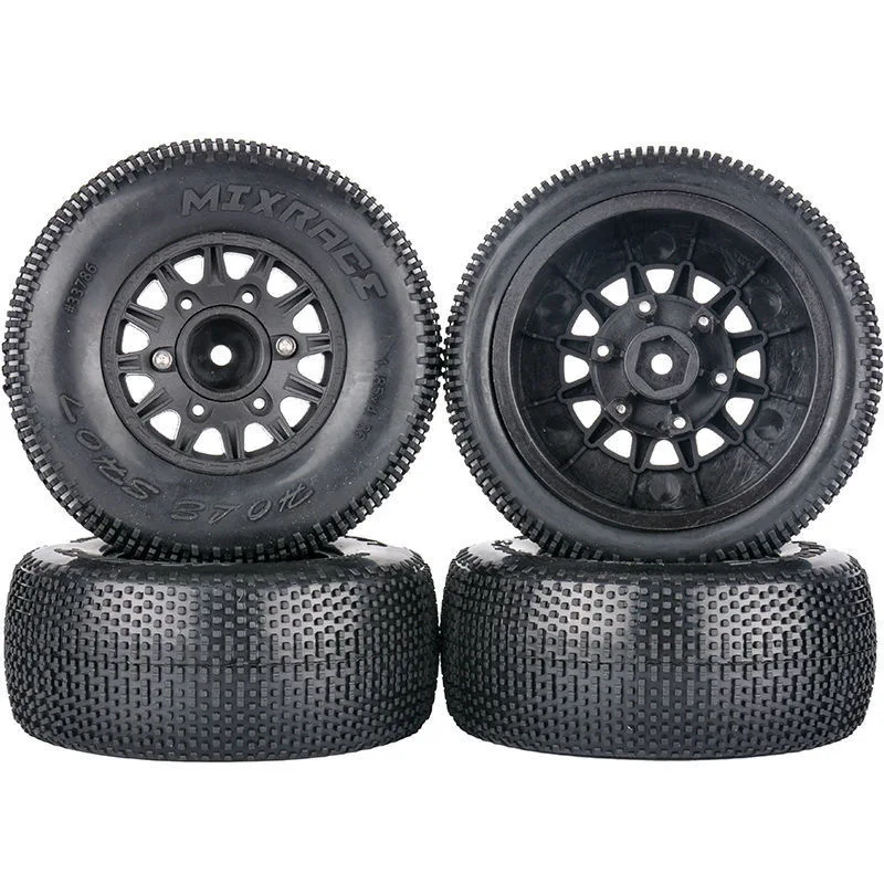 4Pcs 110mm 1/8 1/10 Short Course Truck Tire with 12mm 14mm 17mm Wheel Hex for Traxxas Slash ARRMA SENTON Vkar SCTX10 HPI RC Car