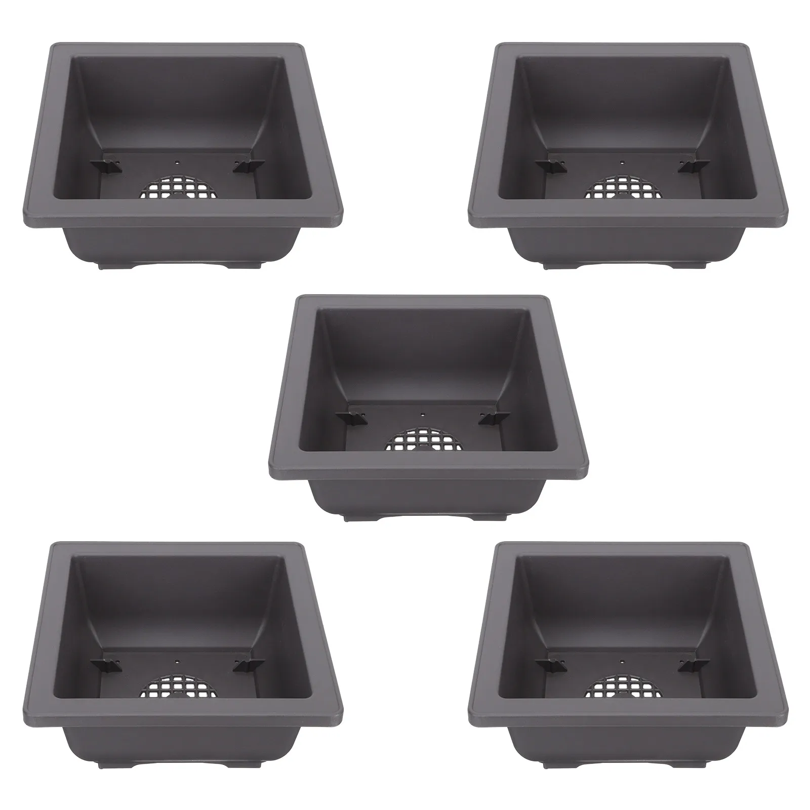 5Pcs Plastic Flowerpots Minimalist Succulent Planters Reusable Compact Potted Plant Containers for Home Garden Study
