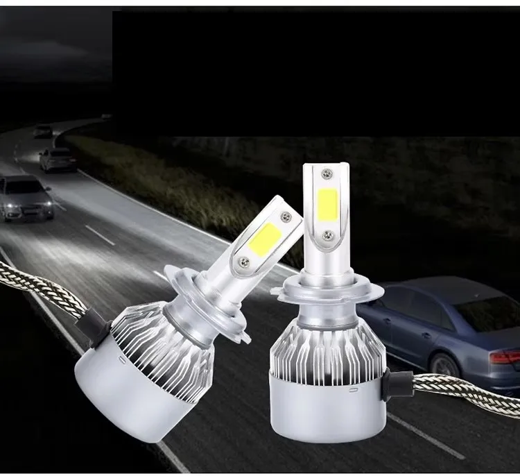 2PCS High-brightness LED car 80W headlight H7H11H3H4 imported chip 12V24V universal cooling C6 fan type