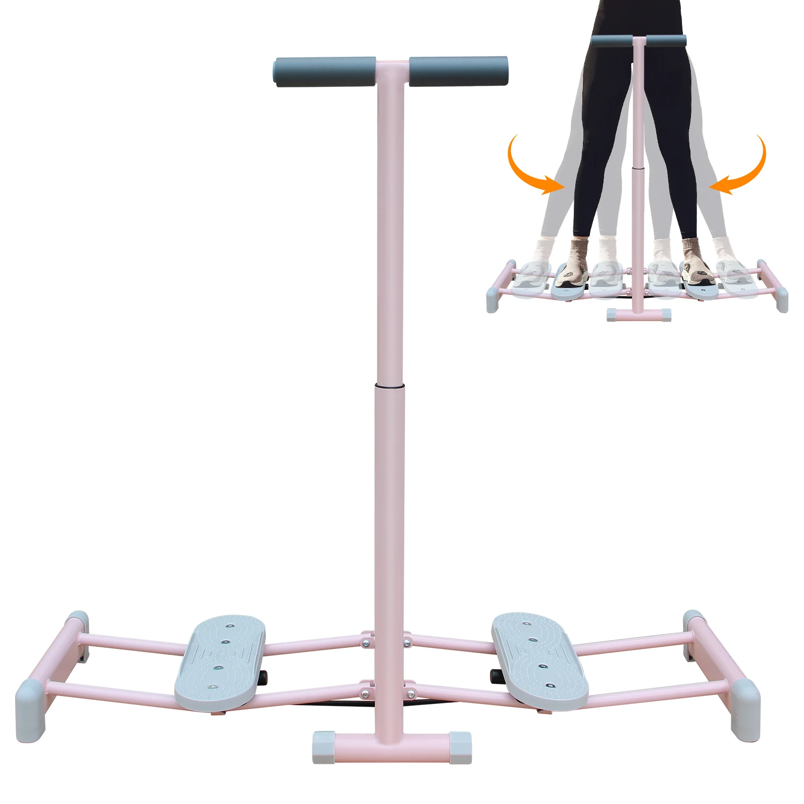 Appareil d'entraînement au ski pliable, équipement d'exercice de ski simulé à hauteur réglable sur 4 niveaux avec pédales antidérapantes, accoudoirs et verrou de sécurité, cadre en acier robuste supportant 550 lb, entraîneur des muscles du plancher pelvien pour la salle de sport à domicile