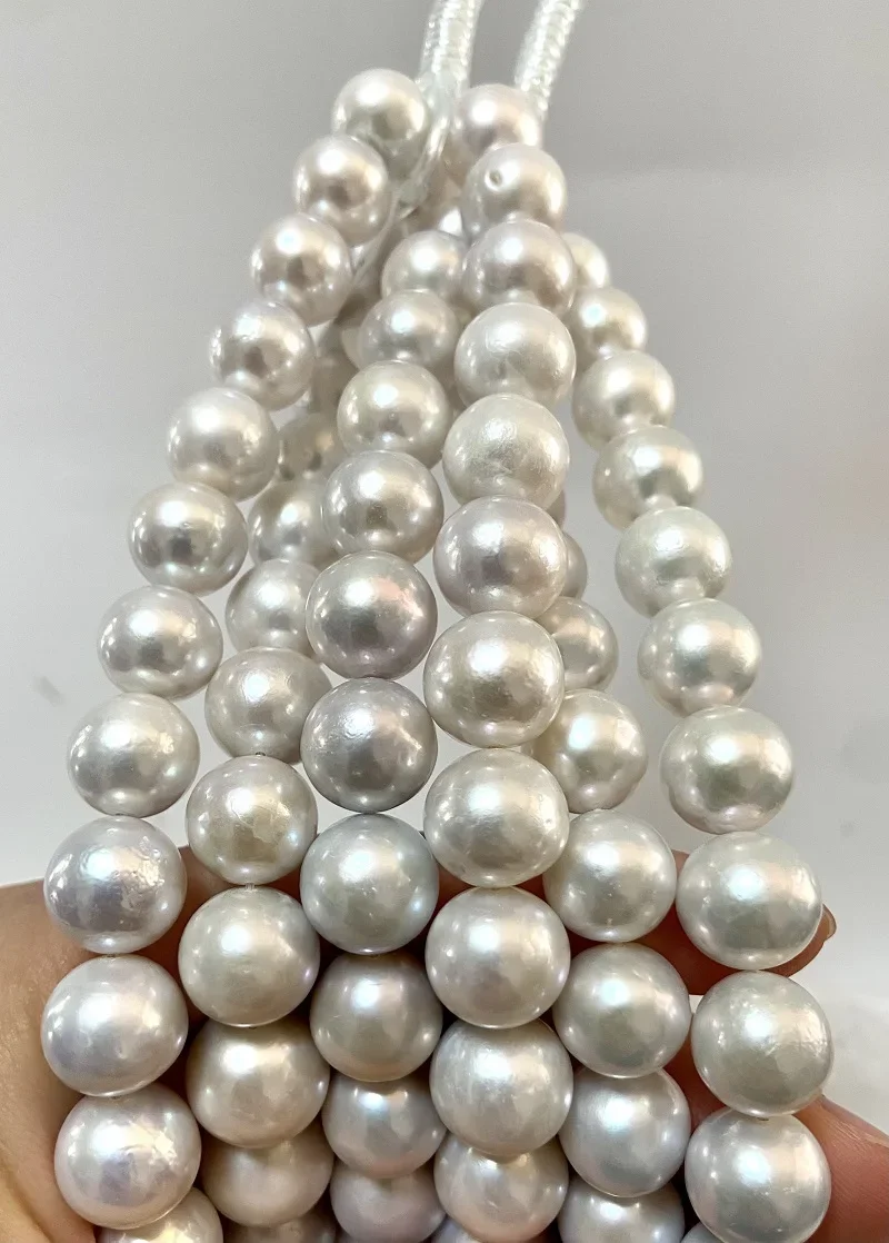 Wedding Party Hot Sale 12-14mm Natural Sea White Pearl Necklace for Women Round Beads Jewelry Gifts 925 Sterling Sliver