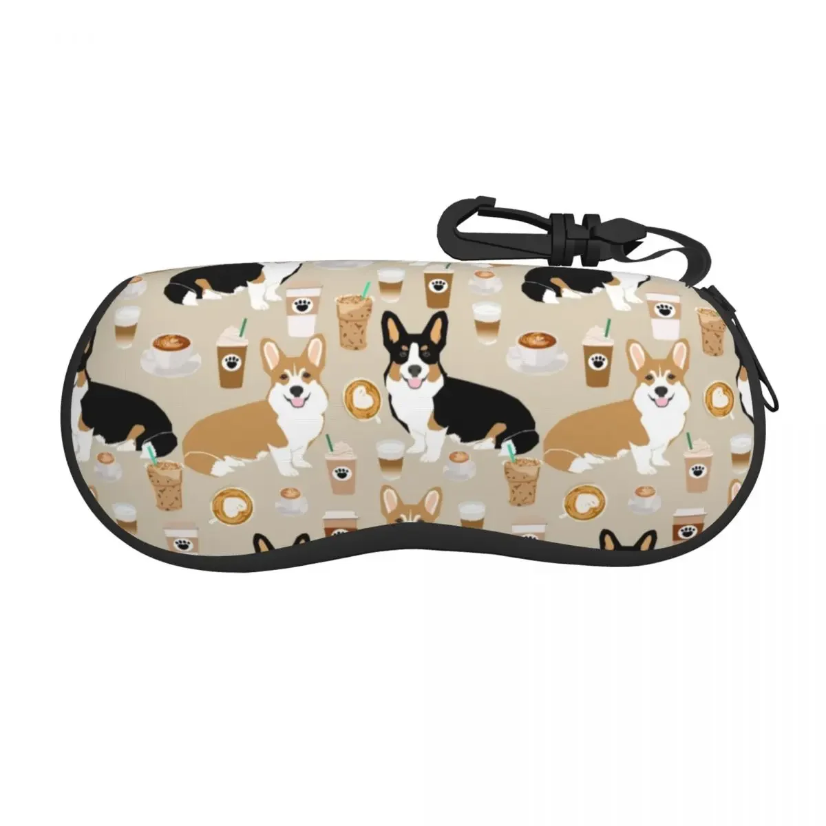 Étui à lunettes personnalisé pour hommes et femmes, sac de protection pour lunettes de soleil souples, café, chien Welsh Corgis