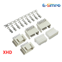 10Sets XHD2.54mm Connector Double Row 4P 6P 8P 10P 12P 16P 20P Replace HRS DF1B Straight/Right Angle Pin Socket+Housing+Terminal
