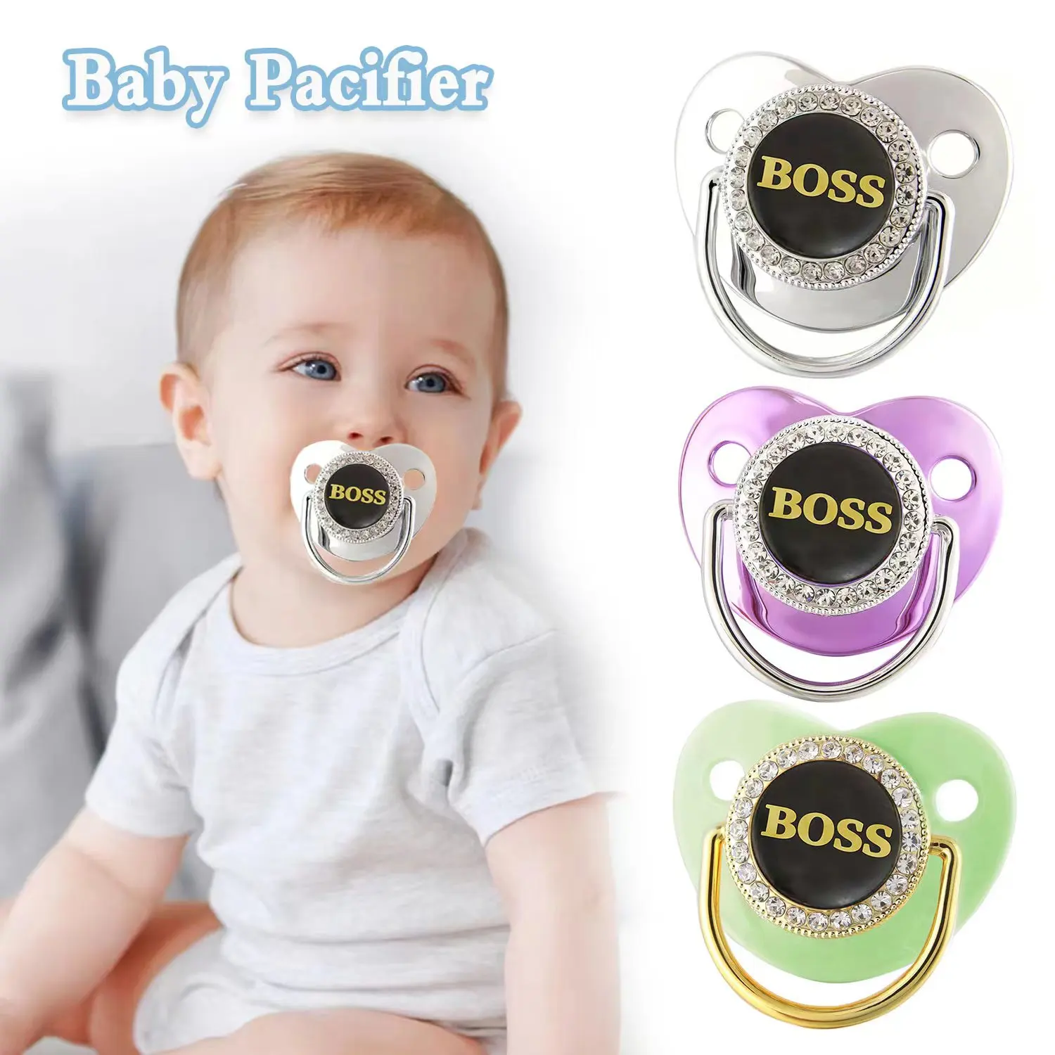 New BOSS Silicone Teether 0-3 Years Photography Accessory with Dust Cap Colourfast with Nipple Chain Birthday Gift