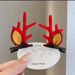 

2 рождественских заколки: рога листьев, рождественская заколка, корейская детская заколка для волос, детская праздничная заколка в виде оленя