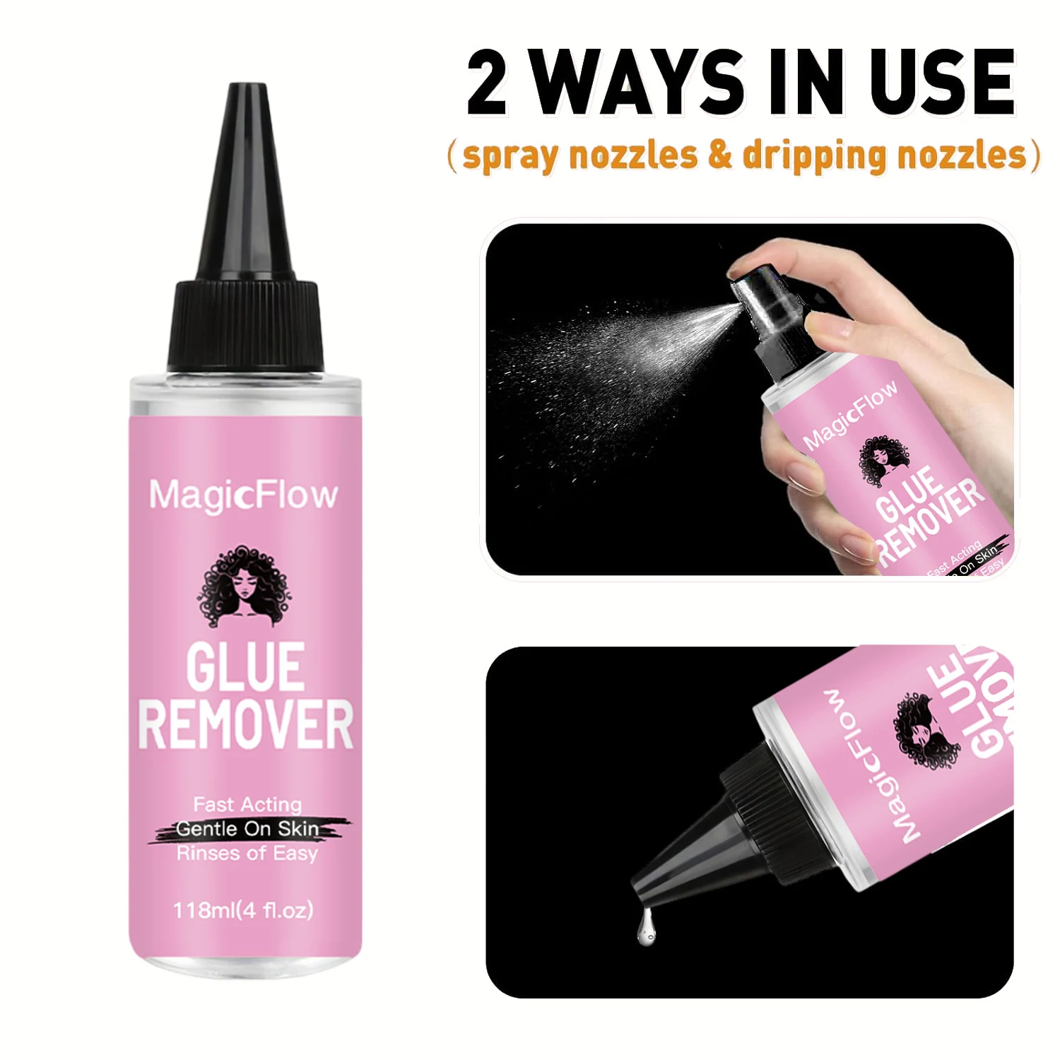 

118ml/4fl.oz Lace Wig Glue Remover Spray - Fast Removes Double-Sided Hair Extensions Tape & Hair Glue Residue | Gentle on Skin