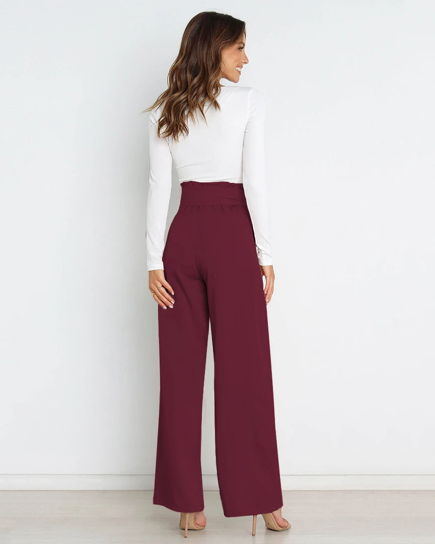 Pantalones de traje de trabajo para mujer, pantalones de pierna ancha versátiles informales con cintura, temperamento, pantalones de viaje, moda nueva