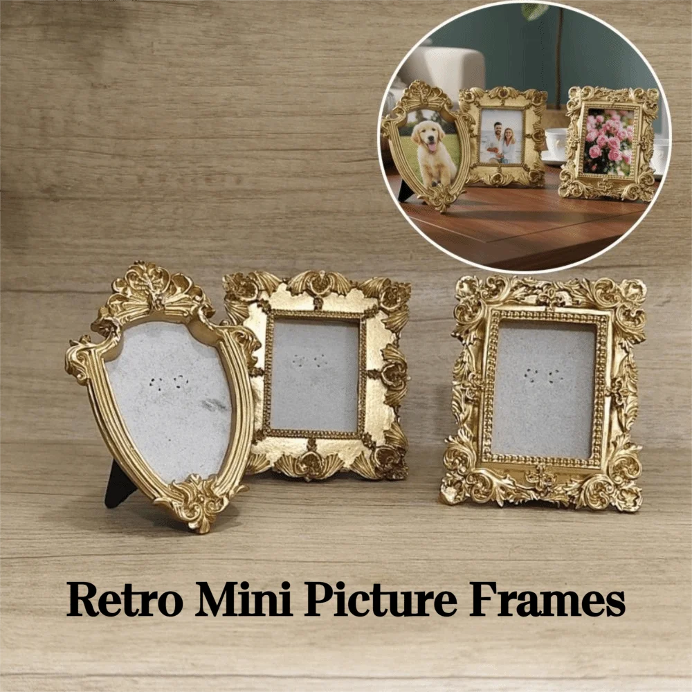 DIY Display Vintage Picture Frame Can Be Placed Resin Floral Photo Frame Exquisite 10CM Baroque Decor Frame Display Accessories