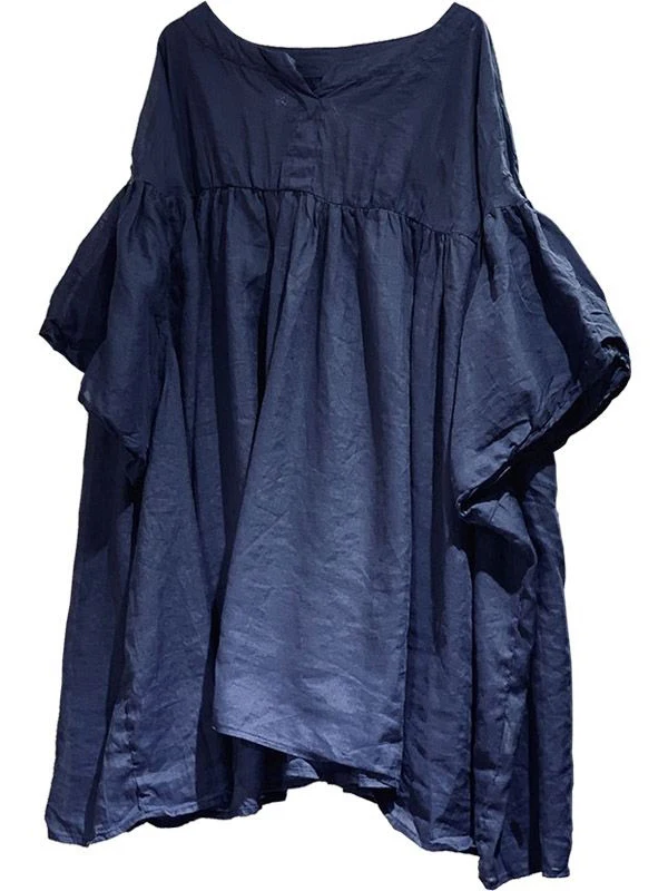 Loose Women's Batwing irt Summer round Ne Pure Color Doll Top Sun Protection Slimming Faionable Women's Premium irt