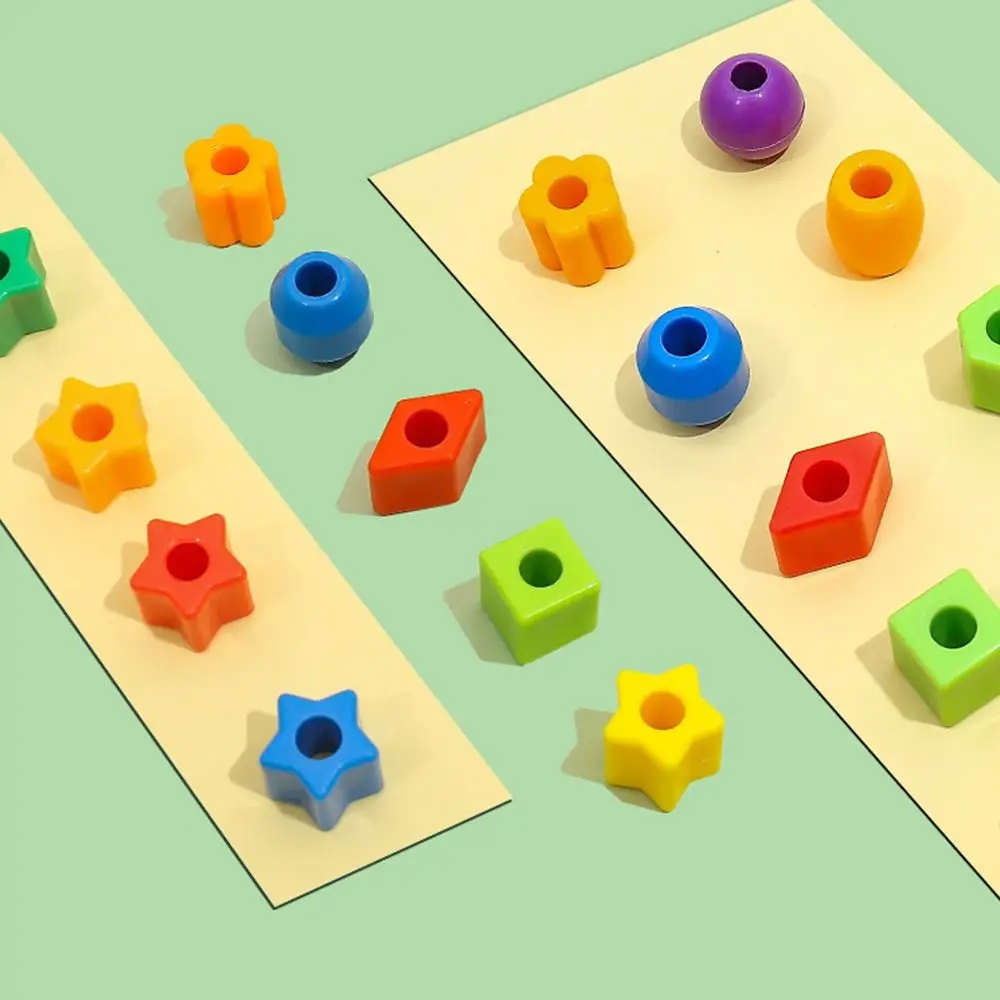 48/100/160PCS Multicolor Montessori Threading Beads Toy Geometry Shape Building Blocks Stringing Beads Toy Bracelet Toy Plastic