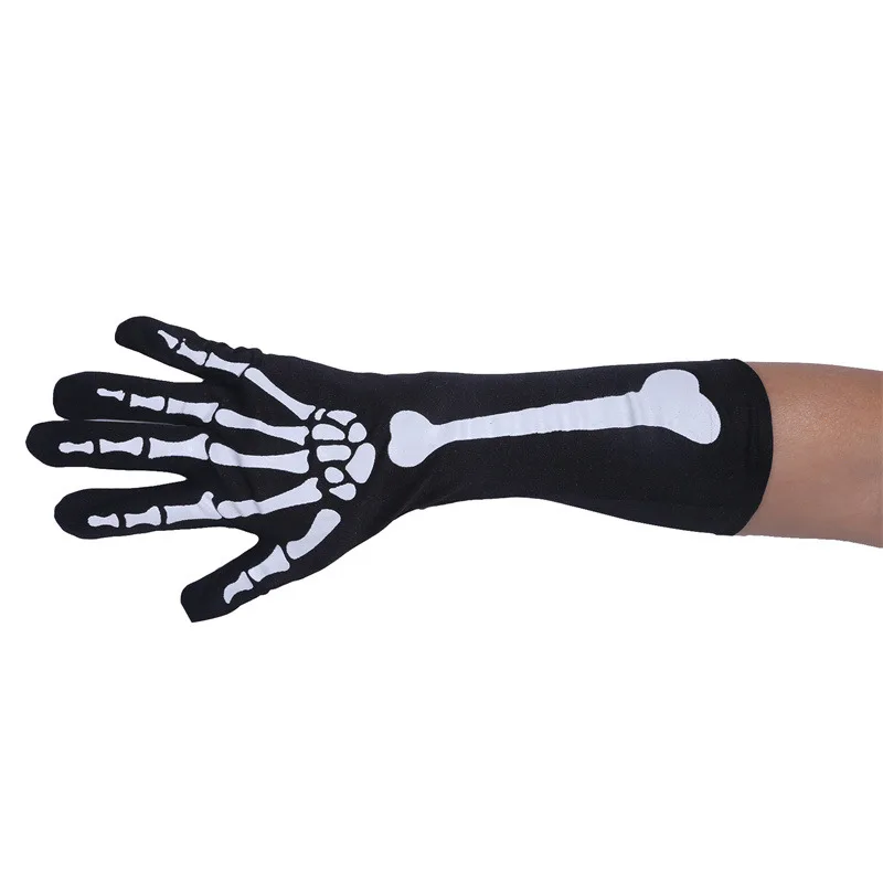 2024 Halloween White Skeleton Gloves and Skull Face Mask for Adult Horror Costume Party Scary Ghost Cosplay Dress-up Supplies