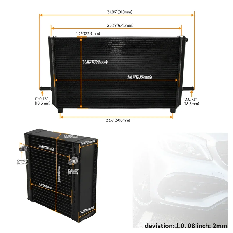 Front Mounted Radiator + Tuning Side  Fits For Mercedes A45 AMG 2013 CLA 45 AMG 2013