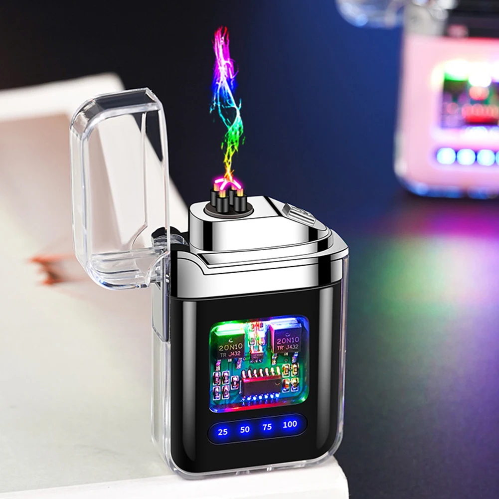 

Outdoor Windproof Electric Lighter Portable Dual Arc Lighter For Men Male